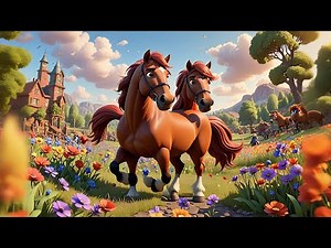 Four Rainbow Horses Gallop Fast | Colorful Horse Song for Kids | Nursery Rhymes and Learning