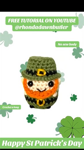 FREE TUTORIAL @rhondadawnbutler #stpatricksday #leprechaun #freecrochetpattern #tutorial