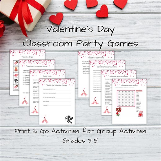 Valentine’s Day Classroom Party Games | Printable Valentine Activities for Kids | School & Group Games - Etsy Australia