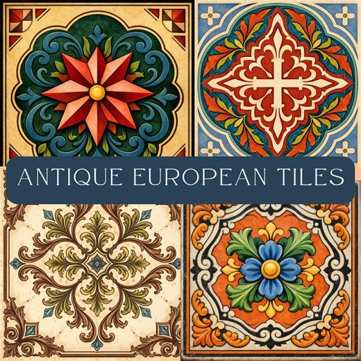 Antique European Tile Designs | Majolica Style PNG (commercial Use) - Etsy