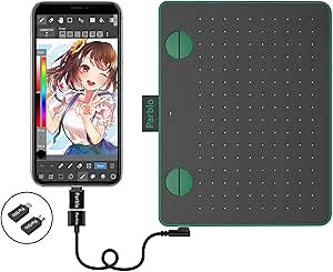 Parblo A640 V2 Graphic Drawing Tablet with 8192 Levels Pressure Battery-Free Pen, 6 x4 Inch Pen Tablet Compatible with Android Windows Mac OS for Digital Artworks, Elearning, Remote Working (Green)