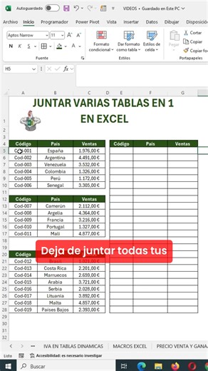 138K views · 1.9K reactions | Como juntar varias tablas en una #Excel #office #tutorial | El Pollo Excel-ero | Facebook