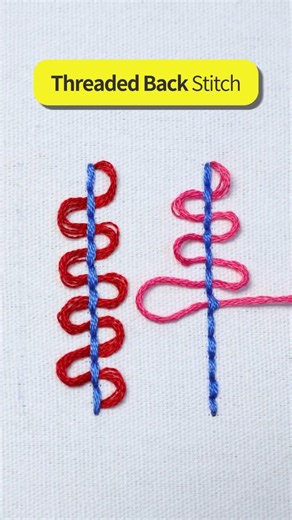 From Back Stitch to Threaded Back Stitch #stitch #backstitch