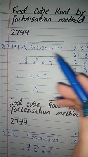 Cube Root by Prime Factorization Method | Find the Cube Root of 2744 by Prime Factorisation method