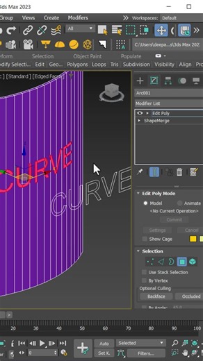 Text on Curve Surface in Max
