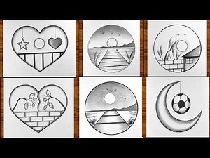 Easy 6 scenery drawing | How to draw pencil sketch drawing for beginners | Easy drawing for beginner