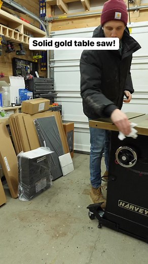My new table saw isn’t gold (come, I’m not a millionaire”), but it’s coated with TiN. No, not tin foil, but titanium nitride. It’s a coating that reduces friction and offers more protection from rust. Plus, it looks spiffy 👍Harvey Industries International | Spencley Design Co
