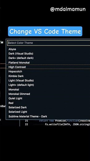 Change VS Code Theme 👌 #vscode #shortcut #shorts