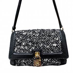 Dolce & Gabbana Tweed & Python Shoulder Bag with Padlock, Made in Italy with COA