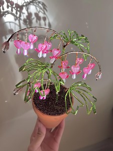 Beaded Bleeding Hearts, Plant Decor, Beaded Plants, Beaded Flower, Decorative Plants, Whimsy Decoration - Etsy