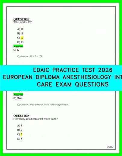 Ultimate 2026 EDAIC Exam Preparation: Top Anesthesiology and Intensive Care Questions