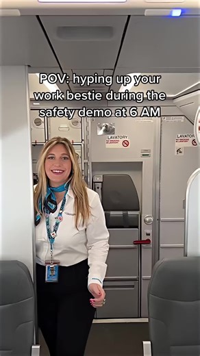 Frontier Airlines Flight Attendants Hype Up Work Bestie During Safety Demo