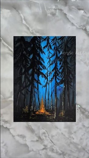 "Campfire in the Woods" | Magic Acrylic Painting for Beginners 🌌🔥