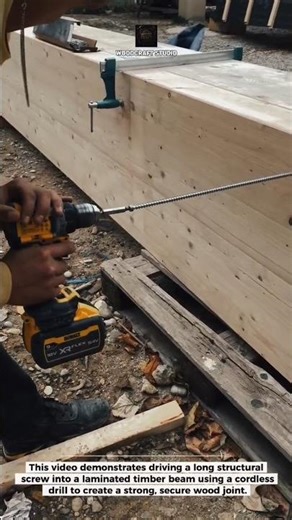 Driving Long Structural Screws Into Timber Beams #woodworking #construction #tools
