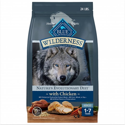 Blue Buffalo Wilderness Natural High-Protein Adult Dog Dry Food, Chicken Recipe, 24-lb.