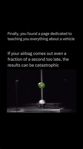 Explaining a car on Instagram: "Your airbag deploys through an incredible mix of chemistry and precision — all in less than 40 milliseconds after impact. ⚙️💥 When sensors detect a sudden deceleration, they send an electrical signal to a small igniter inside the airbag module. This ignites a chemical reaction (often using compounds like sodium azide or nitrogen-based gas generators) that rapidly produces nitrogen gas, inflating the airbag almost instantly. 🎈🚗 The bag bursts through its cover —