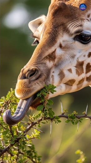 How Giraffes Eat From Thorny Trees| #facts #wildlife #Giraffe #animals #youtubeshorts #shorts