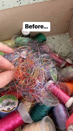 Last week I did an embroidery on a live and was embarrassed by the state of my thread box. My sewing thread in on a nice rack, but I don’t have space for my embroidery thread.. I was encouraged to do some organizing and after a quick Amazon order it didn’t take long make this box so much better!! #sewinglove #machineembroidery #sewingorganization #sewingthread #embroiderythread | Life Sew Savory - Emily Thompson