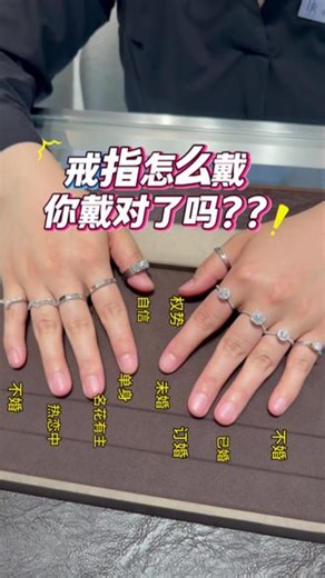 戒指怎么戴？你戴对了吗？#珠宝科普 #戒指戴在不同手指上的含义 #戒指戴法 #戒指的正确戴法