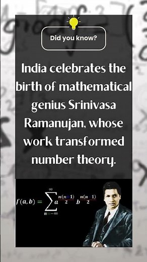 Birthday of Srinivasa Ramanujan (1887)