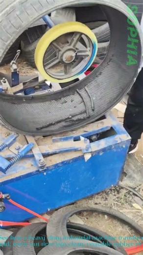 Scrap Tire Cutting Machine in Action