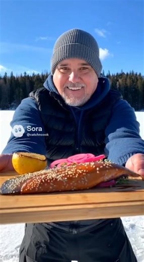 Rainbow Trout Catch and Cook outdoor ice jig fishing Iceland fish pan fry lunch very good recipe