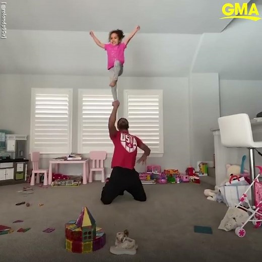 This dad-daughter cheerleading stunt duo are some serious squad goals l GMA Digital