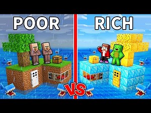 Villagers POOR vs JJ and Mikey RICH SEA BLOCK in Minecraft (Maizen)