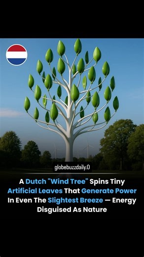 globebuzzdaily | The Netherlands has introduced the “Wind Tree,” a vertical structure covered with hundreds of small, leaf-shaped turbines that generate... | Instagram