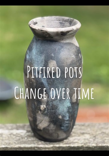 Pitfired Pottery change colors over time. This is, in my mind, not a degration. Its a natural and beautiful improvement. Enjoy it ❤️ Learn more about how to Pitfire Pottery like this in your own backyard at my Pitfire Course Demib.com/pitfire #pitfire #pottery #pitfiredpottery #pitfirecourse #potterycourse