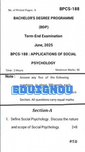 BPCS 188 Industrial and Organizational Behaviour | IGNOU Psychology | Complete Notes & PYQs | Dec