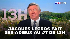 3.3M views · 77K reactions | Les adieux émouvants de Jacques Legros au JT de 13H de TF1 梁 Jacques Legros a présenté ce vendredi son tout dernier JT de 13H de TF1. Regardez ses derniers mots et la surprise qui lui a été réservée ⬇️ | TF1 INFO | Facebook