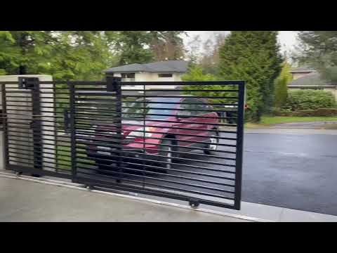 Automated Sliding Gate with Dual Vehicle Access AD Construction Suburban Driveway Installation
