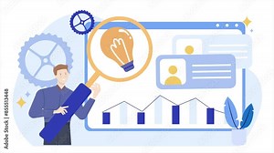 a man analyzing proposal and report business animated illustration video