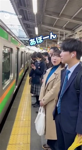 朝のラッシュにホームであぽーん