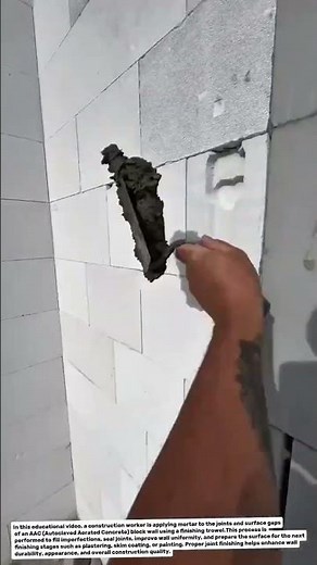 AAC Block Wall Joint Finishing Technique | Masonry Repair and Surface Preparation Process.