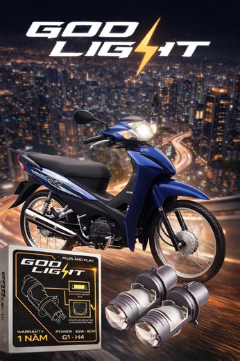 Lắp Đèn GODLIGHT G1 cho Wave Alpha Siêu Sáng