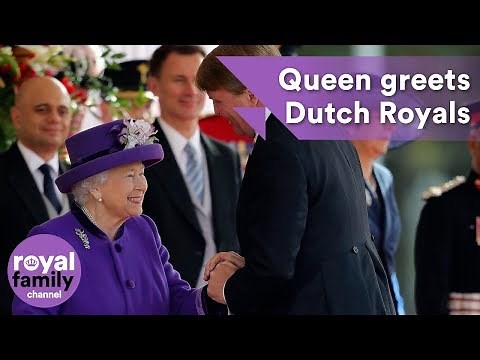 The Queen greets King Willem-Alexander and Queen Maxima of the Netherlands
