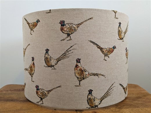 Rustic Pheasant Fabric Drum Lampshade, Countryside Print - Etsy
