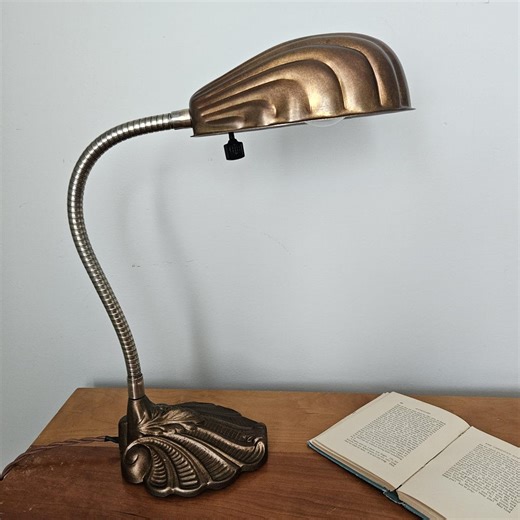 Vintage Gooseneck Desk Lamp. Industrial Desk Lamp. Antique Desk Lamp. Industrial Office Lamp. Art Nouveau Desk Lamp. - Etsy