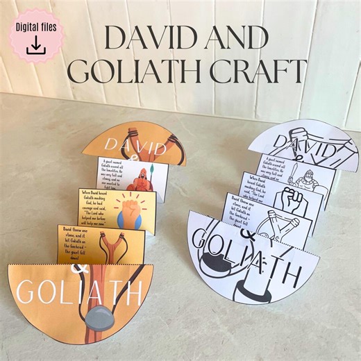 David and Goliath Folding Surprise Craft, David and Goliath Story for Kids, Bible Printable Activity, Sunday School, VBS, Homeschool Lesson - Etsy