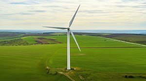 Wind Turbine on Open Fields, Moldova in 4K