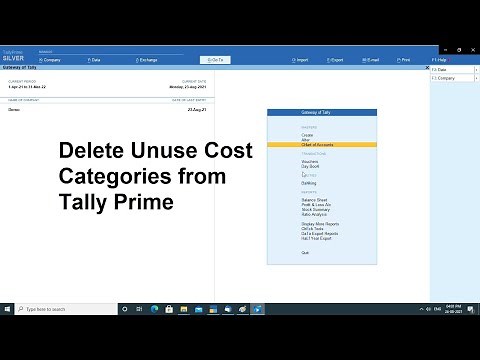 Delete Unused Cost Categories from Tally Prime | How to Delete Unused Cost Categories from Tally