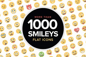 1000 Flat Smiley Icons, an Emoji Icon by Creative Stall