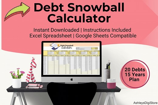 Dave Ramsey Debt Snowball Spreadsheet Calculator | Credit Card Debt Eliminator | Monthly Budget Planner Student Loan Paydown, Debt Tracker - Etsy