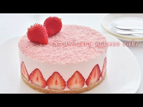 【オーブン不要で簡単】苺たっぷり いちごムースケーキの作り方! フレジェより簡単で美味しい苺のケーキ!バレンタインにも♡失敗しない苺スイーツ 焼かないStrawberry mousse cake