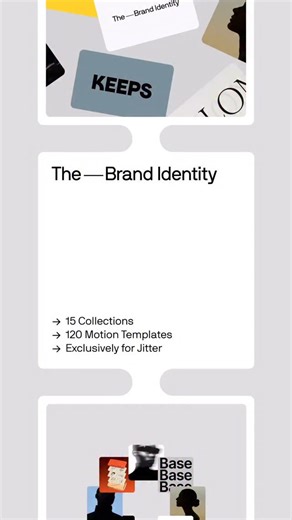 The Brand Identity on Instagram: "Unleash your projects with the Jitter SUPER-BUNDLE!⁠ ⁠ 120 looping motion templates for @jitter.video, an online motion design tool that’s fast and simple to use. No installation is required – simply drag and drop your designs into the browser and export 4k video, GIF and Lottie files.⁠ ⁠ → 120 animation templates⁠ → 5:8, 1:1 and 4:3 formats⁠ → No installation needed⁠ ⁠ Get it from the Templates section at @thebrandidentitystore."