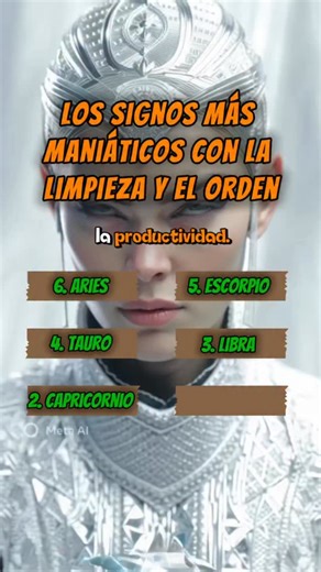 Los signos más maniáticos con la limpieza y el orden Nº 6: Aries – Limpia con furia cuando está estresado. Nº 5: Escorpio – Elimina la suciedad a fondo, no deja ni una huella. Nº 4: Tauro – Quiere su casa perfecta para recibir visitas y presumir. Nº 3: Libra – No soporta ver nada feo o desordenado en su entorno. Nº 2: Capricornio – El desorden le quita la paz mental y la productividad. Nº 1: Virgo – Ve bacterias donde los demás ven un espejo limpio. #zodiaco #astrologia #horoscopo #signoszodiaca