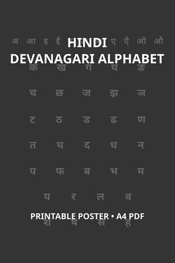 Devanagari Alphabet Poster Printable, Hindi Letters Wall Art, Devanagari Script Chart, Minimalist Typography Poster, A4 PDF - Etsy