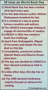10 Lines on World Book Day for Children and Students